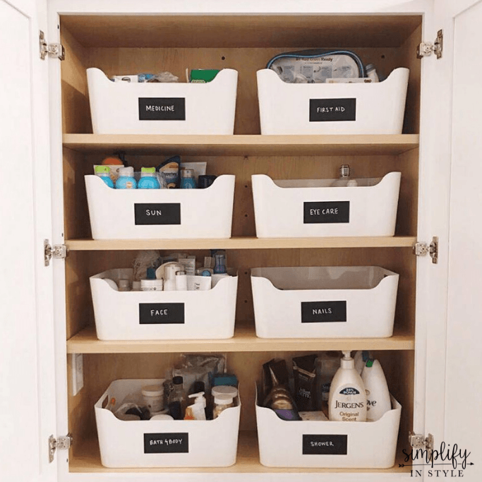 One Bin, Two Ways | Don't get overwhelmed picking different product for your entire house? We're showing you how one bin can be functional for two spaces. | simplifyinstyle.com