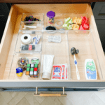 drawer with organizer and toiletries