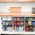 pantry with pull out drawers with snacks